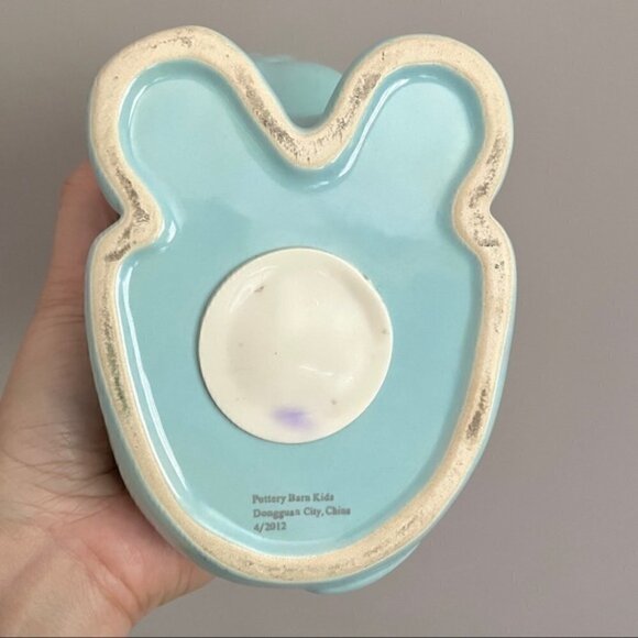 Pottery Barn Kids PBK Baby Blue Ceramic Lion Coin Bank - Picture 6 of 9